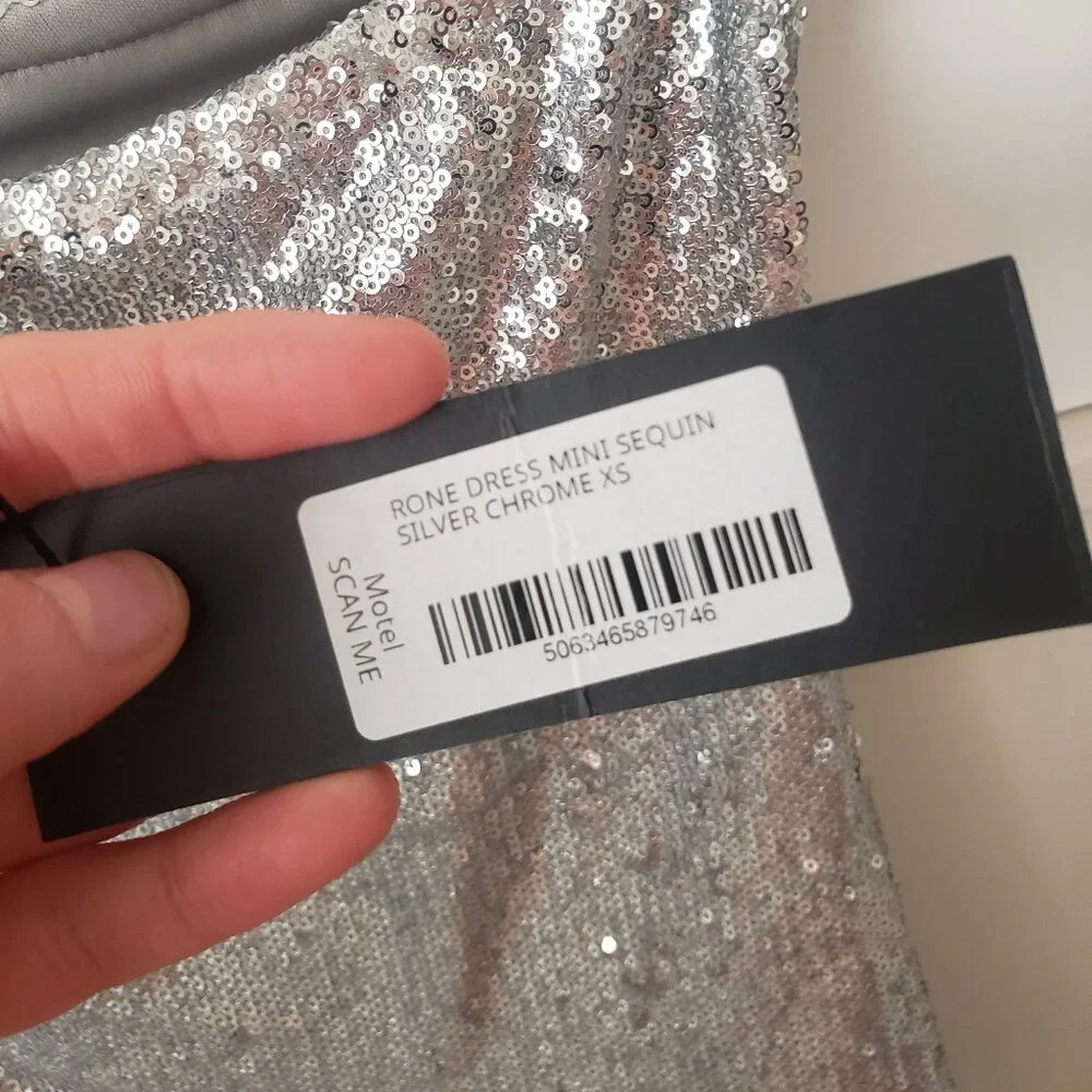 Motel Rocks - Rone mini dress silver sequin NWT XS - Picture 5 of 5